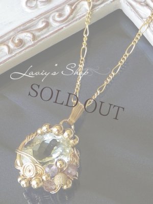 画像9: 宝石グリーンアメジストのワイヤリングデコネックレス