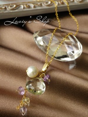 画像2: グリーンアメジストマロンと春色Gemのデザインネックレス