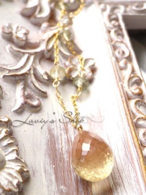 画像6: 大粒アフリカンサンストーンドロップとグリーントルマリンのネックレス