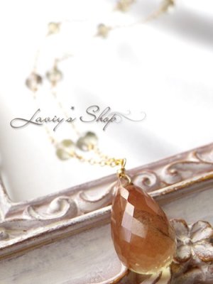 画像3: 大粒アフリカンサンストーンドロップとグリーントルマリンのネックレス