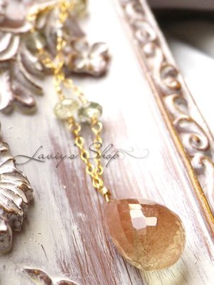 画像5: 大粒アフリカンサンストーンドロップとグリーントルマリンのネックレス