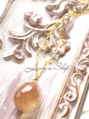 画像7: 大粒アフリカンサンストーンドロップとグリーントルマリンのネックレス