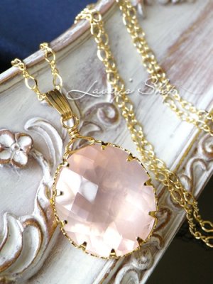 画像3: 大粒ローズクォーツのベゼルワイヤーラッピングネックレス