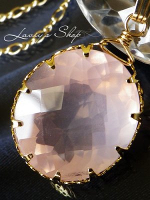 画像5: 大粒ローズクォーツのベゼルワイヤーラッピングネックレス