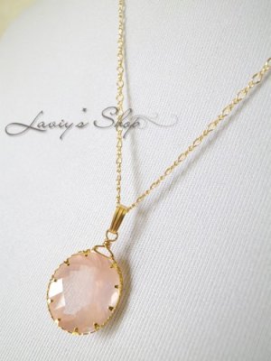 画像10: 大粒ローズクォーツのベゼルワイヤーラッピングネックレス