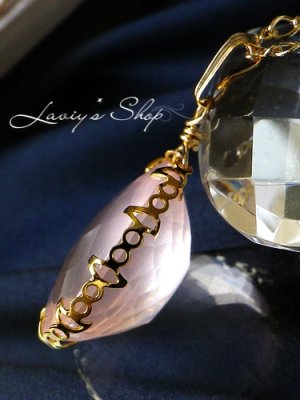 画像4: 大粒ローズクォーツのベゼルワイヤーラッピングネックレス