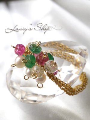 画像2: コロンビア産エメラルドとカットGemのシャラシャラチェーンリング