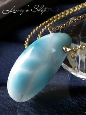 画像3: 新入荷/波模様ラリマールの1粒ネックレス(B)