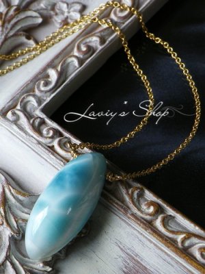 画像2: 新入荷/波模様ラリマールの1粒ネックレス(B)