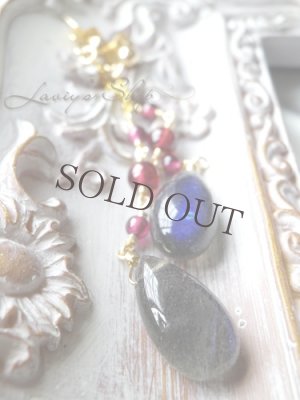 画像4: 大粒ラブラドライトとガーネットのロングチェーンピアス