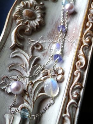 画像5: 紫陽花カラーGemとブルームーンのセミロングネックレス