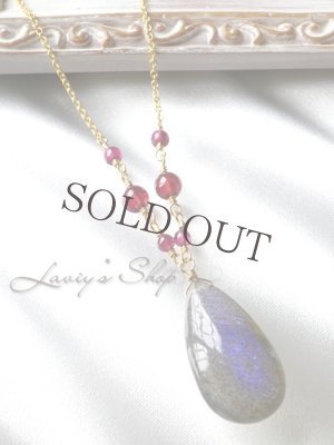 画像3: 大粒ラブラドライトとガーネットのセミロングネックレス