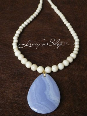 画像4: 90ct.up！大粒ブルーレースとリバーストーンのロングネックレス