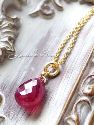 画像7: ラスト！カット入り雫ルビーの1粒ネックレス(アーモンド)