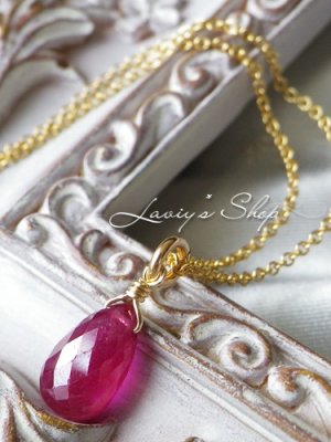 画像5: ラスト！カット入り雫ルビーの1粒ネックレス(アーモンド)