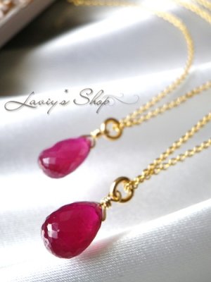 画像2: ラスト！カット入り雫ルビーの1粒ネックレス(アーモンド)