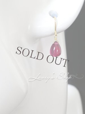 画像8: K18/プレーンドロップルビーの1粒ピアス