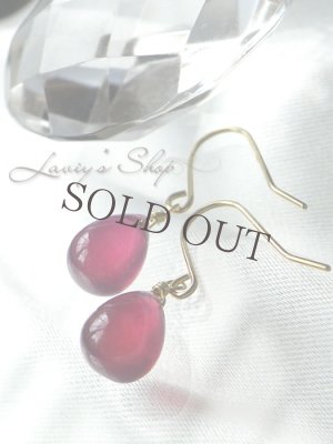 画像2: K18/プレーンドロップルビーの1粒ピアス