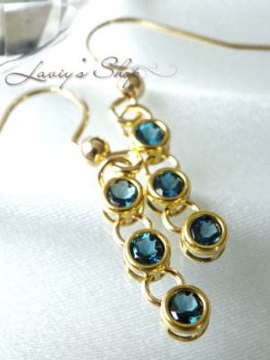 画像2: 宝石インディコライトのベゼルデザインピアス