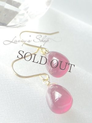 画像3: K18/プレーンドロップルビーの1粒ピアス