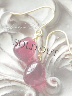 画像5: K18/プレーンドロップルビーの1粒ピアス