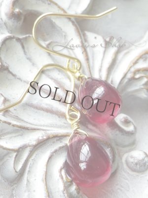 画像4: K18/プレーンドロップルビーの1粒ピアス