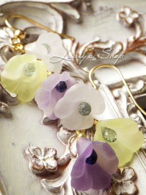 画像5: 非加熱サファイアとヴィンテージフラワーのピアス(ブーケ紫)