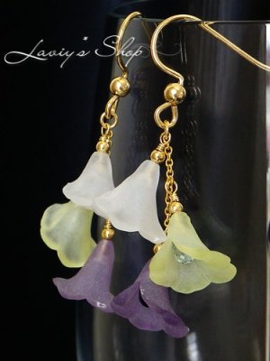 画像7: 非加熱サファイアとヴィンテージフラワーのピアス(ブーケ紫)