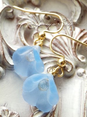 画像3: 非加熱サファイアとヴィンテージフラワーのピアス(一輪)