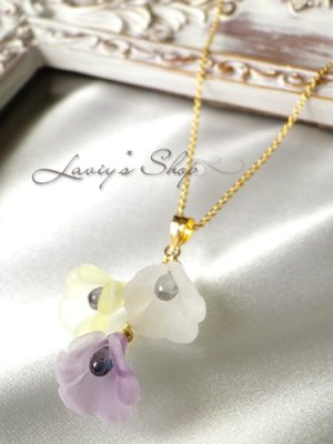 画像2: 非加熱サファイアとヴィンテージフラワーのネックレス(ブーケ紫)