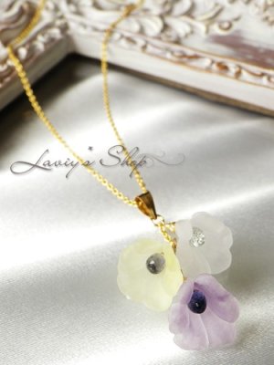 画像3: 非加熱サファイアとヴィンテージフラワーのネックレス(ブーケ紫)