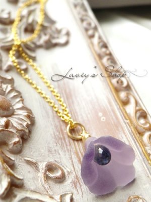 画像2: 非加熱サファイアとヴィンテージフラワーのネックレス(一輪)