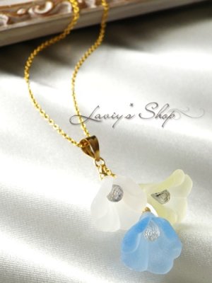 画像3: 非加熱サファイアとヴィンテージフラワーのネックレス(ブーケ青)