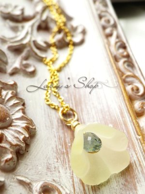 画像4: 非加熱サファイアとヴィンテージフラワーのネックレス(一輪)