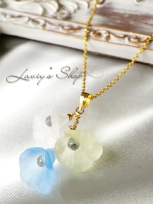 画像2: 非加熱サファイアとヴィンテージフラワーのネックレス(ブーケ青)