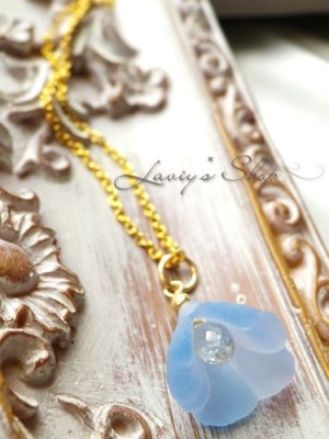 画像3: 非加熱サファイアとヴィンテージフラワーのネックレス(一輪)