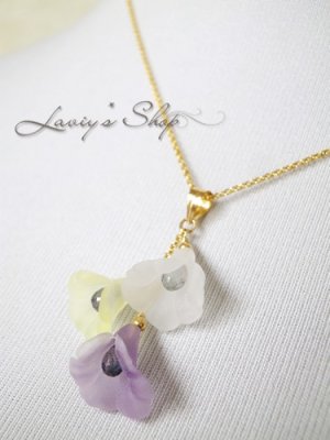 画像7: 非加熱サファイアとヴィンテージフラワーのネックレス(ブーケ紫)