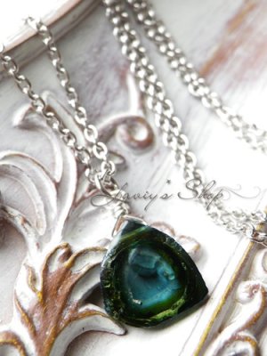 画像2: ブルー×グリーントルマリンスライスの1粒ネックレス