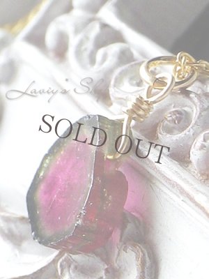 画像3: ウォーターメロントルマリンスライスの1粒ネックレス(ルべライト)