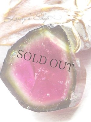 画像4: ウォーターメロントルマリンスライスの1粒ネックレス(ルべライト)