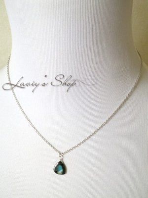 画像9: ブルー×グリーントルマリンスライスの1粒ネックレス