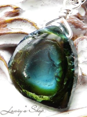 画像4: ブルー×グリーントルマリンスライスの1粒ネックレス