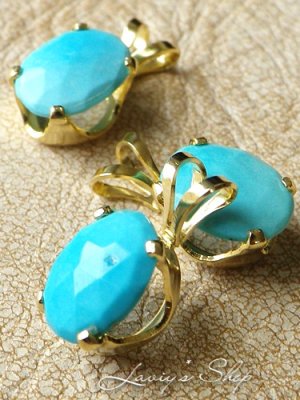 画像3: スリーピングビューティーターコイズのペンダントトップ(ローズカット)