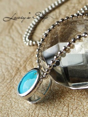 画像2: スリーピングビューティーターコイズのベゼル枠ネックレス