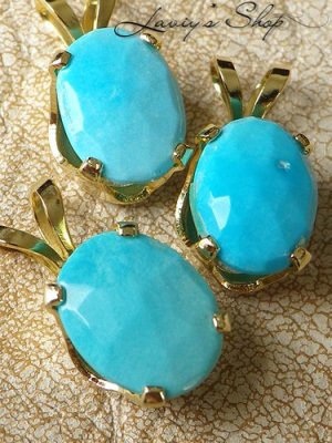 画像2: スリーピングビューティーターコイズのペンダントトップ(ローズカット)