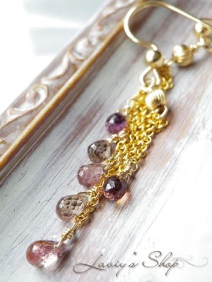 画像5: 非加熱/オータムカラーサファイアのフリンジピアス