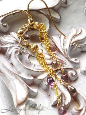 画像3: 非加熱/オータムカラーサファイアのフリンジピアス