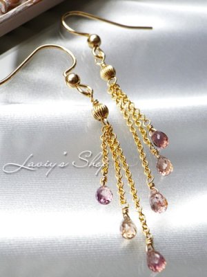 画像2: 非加熱/オータムカラーサファイアのフリンジピアス