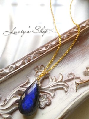 画像2: 鮮烈ブルーレッセンス！ラブラドライトの１粒ネックレス