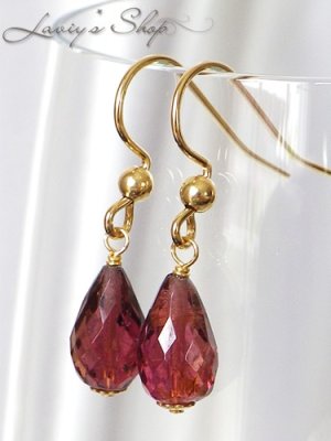 画像7: 宝石トルマリンブリオレットの1粒ピアス(ルべ)